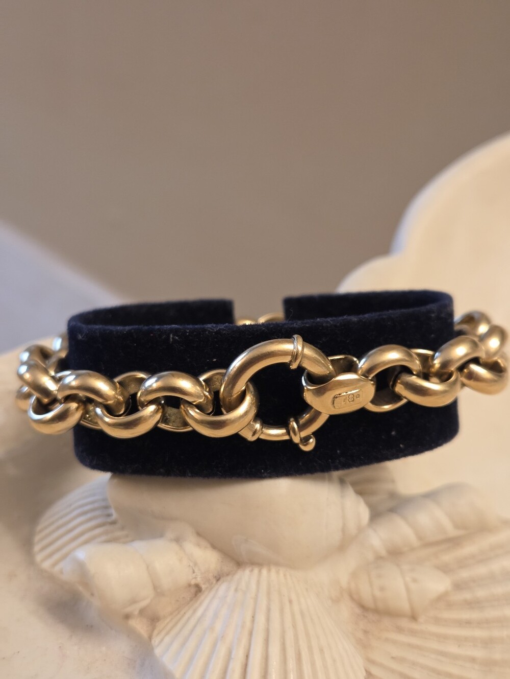 Heavy Solid 18k Yellow Gold Rolo Link Bracelet By UNOAERRE - Picture 10 of 10